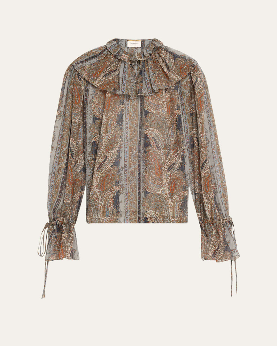 Paisley Button Down Sheer Blouse
